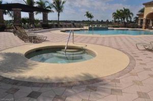 The pool area of a Florida resort in Naples to relax in after explore local nature