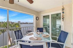 The patio area of a rental in Naples, Florida, to relax in after checking out local activities.