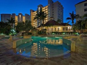 The pool at a resort in Naples near some of the best things to do on a solo vacation.